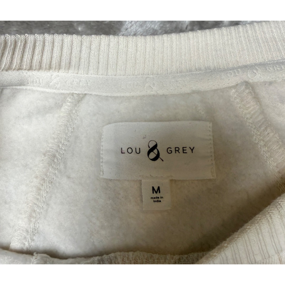 Loft Lou & Grey Piped Elite Fleece Sweatshirt Ivory Black Womens Size M NWOT - Picture 4 of 8